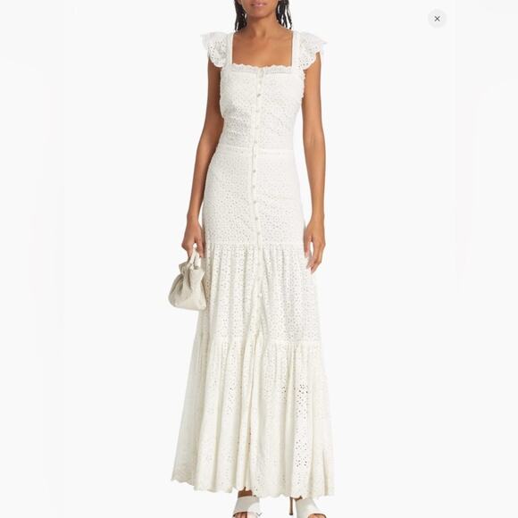 Veronica Beard Dresses & Skirts - Veronica Beard Aislin Eyelet Cotton Tiered Maxi Dress Size 4 In White